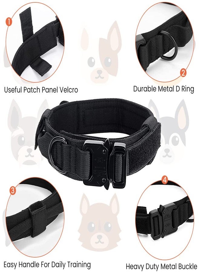 Qpets® Dog Collar Adjustable Nylon Tactical Collar Dog Belt with Strap Handle Dogs Training Collar Quick Release Metal Buckle for Medium Large Abult Dogs(Black, XL, 19.6''-23.2''/50-59cm) - Image 4